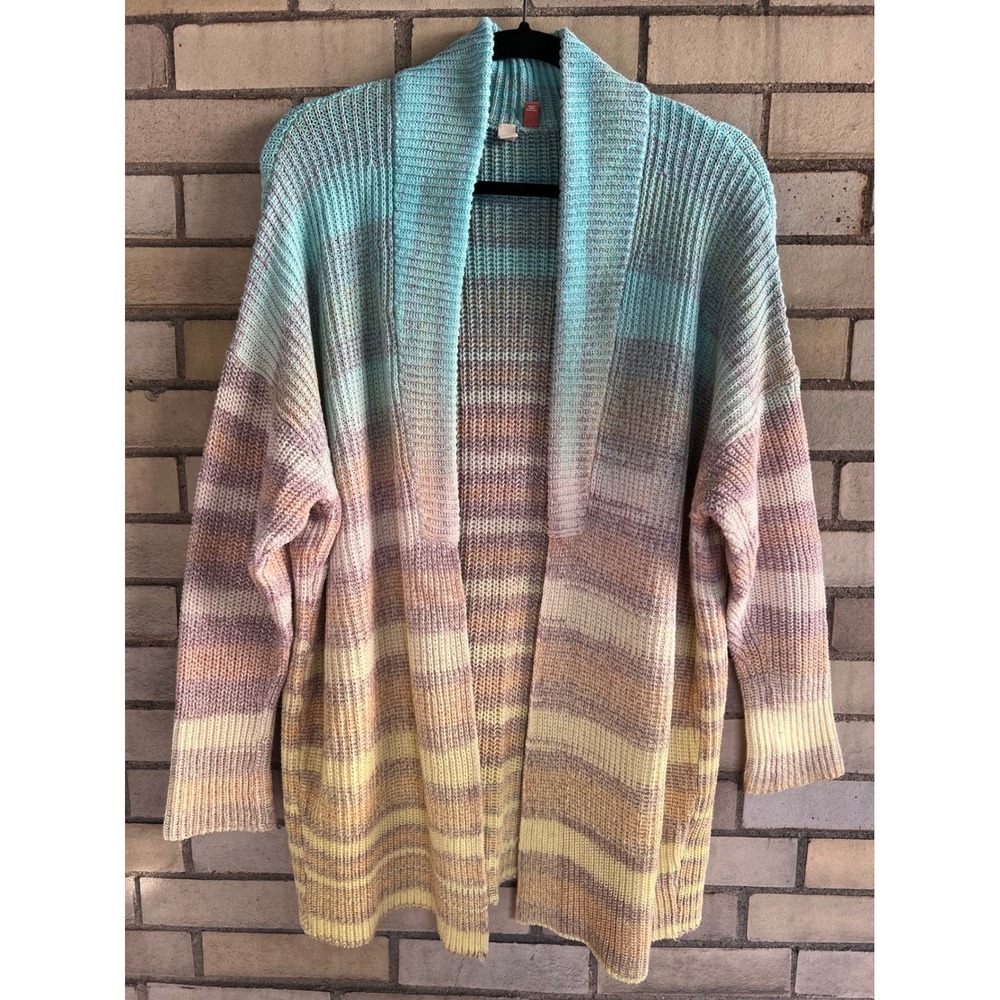Anthropologie Pilcro Colorful Ombre Cotton Shaker Knit Cardigan Sweater Sz Small
